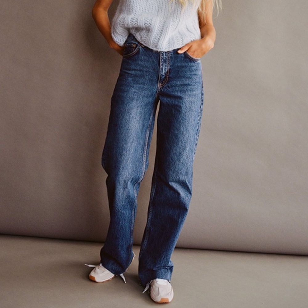 Zara Baggy Wide Leg Jeans High Rise Women’s Size 2 Dark Wash Denim Relaxed